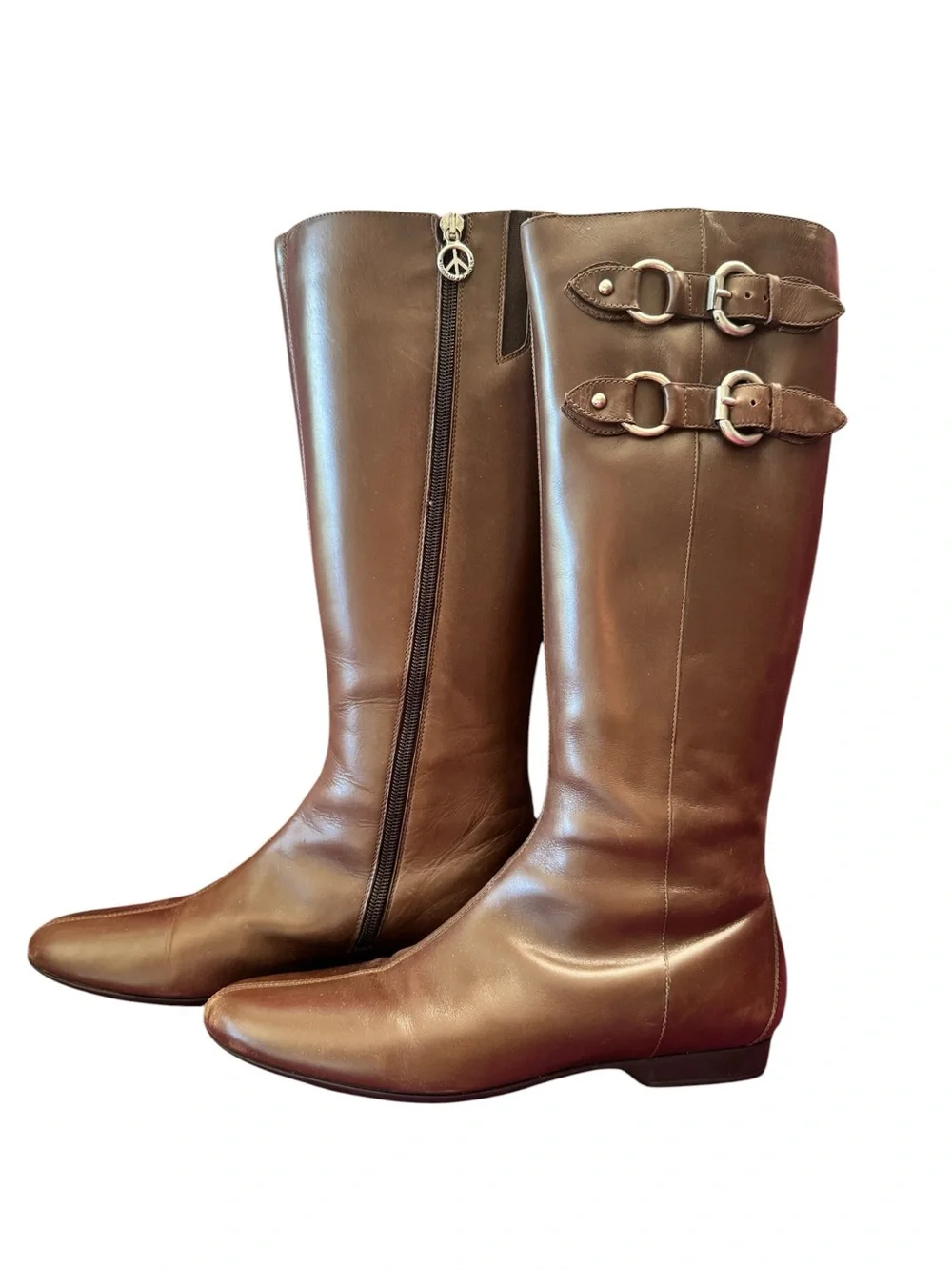Donald J. Pliner Dark Brown Leather Knee High Equestrian Boots